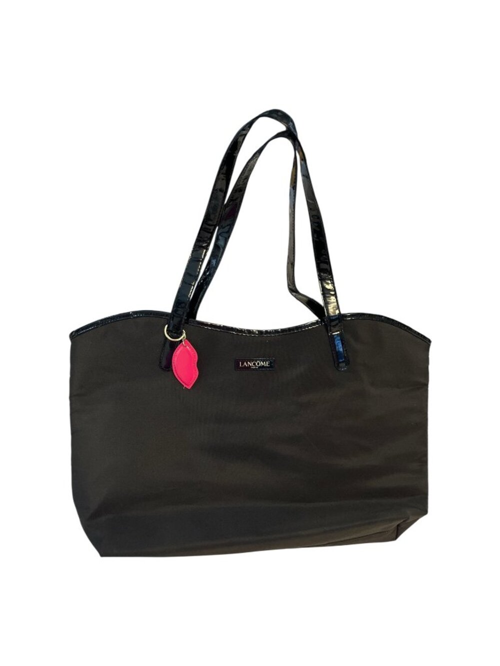Lancôme Paris Black Tote Eiffel Tower Lips Lining Pink Charm Large 18"